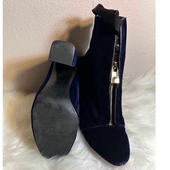 Zara Blue Velvet Zipper Ankle Boots Lace Up Heels Size 37EU /US7.5 - Picture 12 of 13